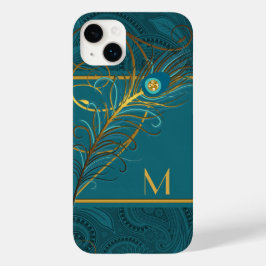 Teal Monograma e Tema de Peacock Dourado