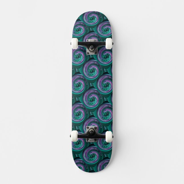 Teal N Purple Swirls Skateboard (Frente)