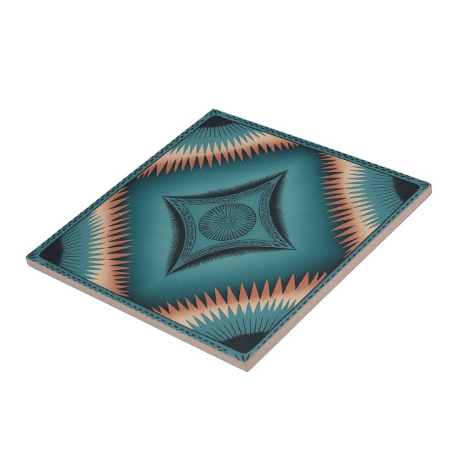 Teal Navajo Peach Sunburst (Lateral)