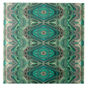 Teal Paua Art Nouveau Fractal Patterno