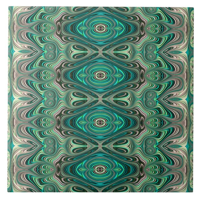 Teal Paua Art Nouveau Fractal Patterno (Frente)