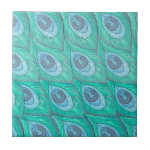 Teal Peacock Feather Design
