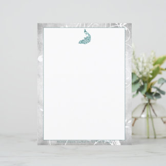 Teal Peacock Stationery