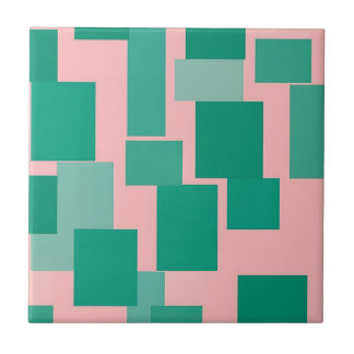 Teal Pink Color Block Pattern Modern Abstract 