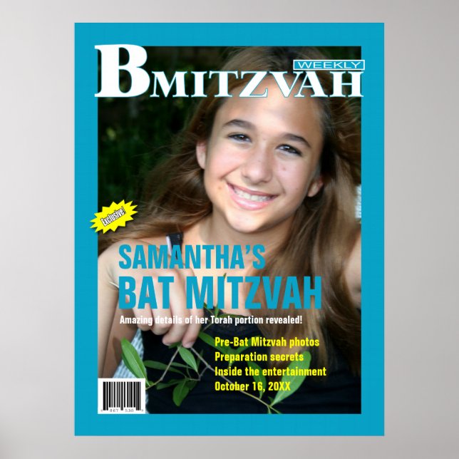 Teal Poster da Revista Bat Mitzvah (Frente)
