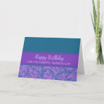 Teal Purple Swirls Sister no Cartão de Aniversário<br><div class="desc">Cartão de saudação bonito e pensativo para o aniversário da irmã no paraíso da lei com espirais lacrimogêneas e roxas e texto com letra de mão.</div>
