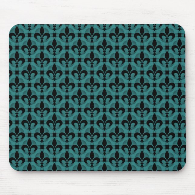Teal Rico Fleur de lis Mousepad (Frente)