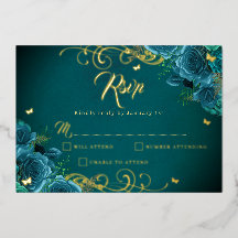 Teal Rosa Floral Dourada Quinceanera Dourada