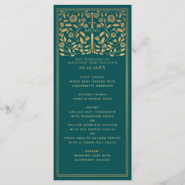 Teal Royal Medieval Sword Wedding Menu Flat