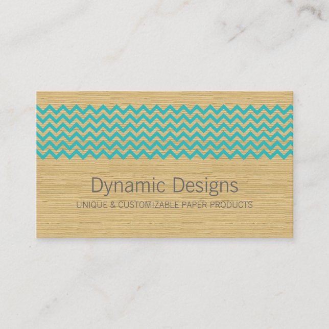 Teal Rustic Chevron Cartão de visita (Frente)