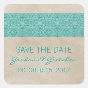 Teal Rustic Lace Salve os Adesivos de Data