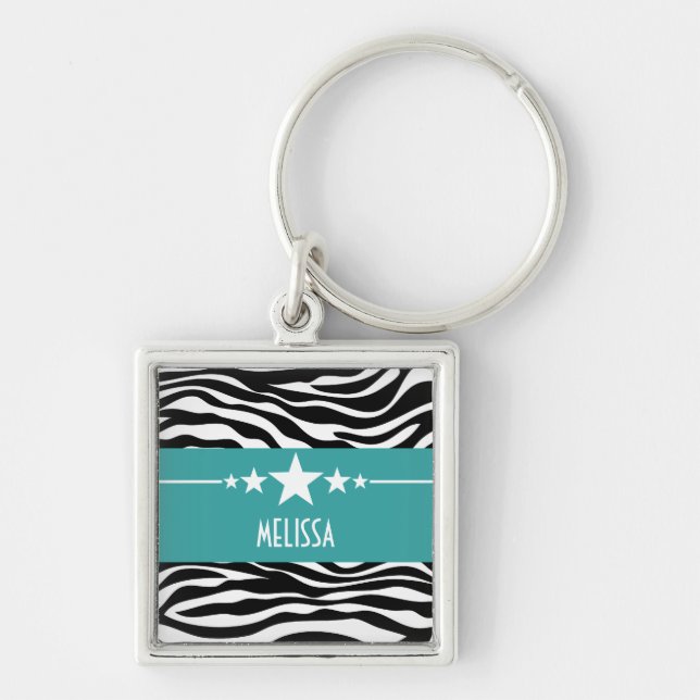 Teal Sassy Star Zebra Chaveiro (Frente)