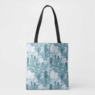 Teal Seacavalo Oceanic Pattern Tote Bag