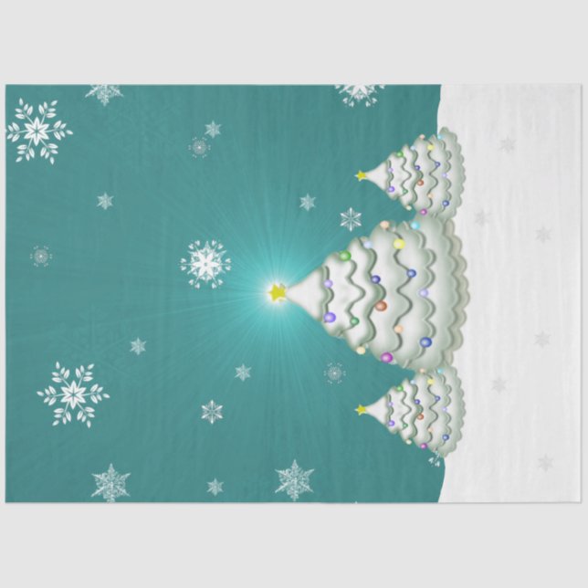 Teal Snowy - Papel em árvore de Natal (Frente )