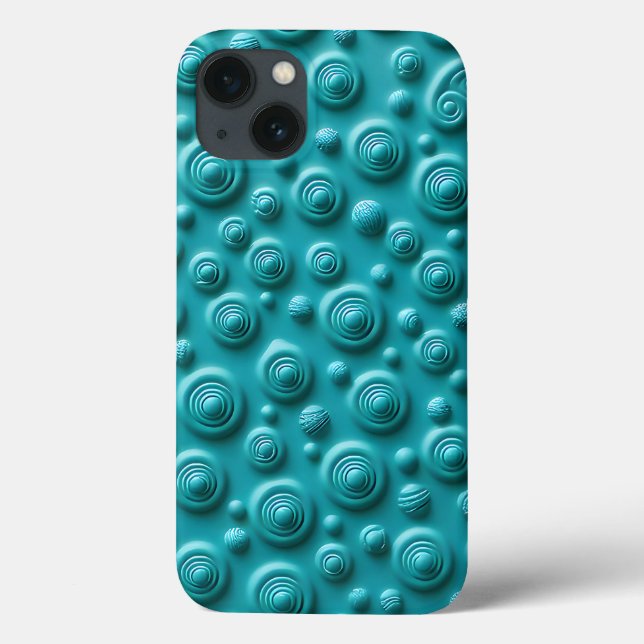 Teal Spiral Texture iPhone Case Cool Design (Verso)