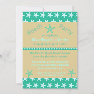 Teal Starfish Beach - Convite de aniversário