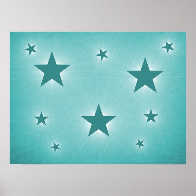 Teal Stars in the Night Sky Poster (Frente)