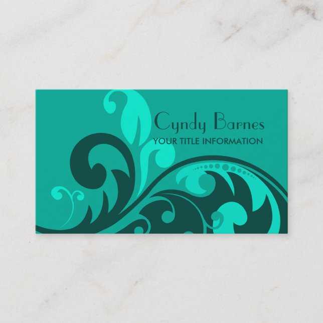 Teal Swirls Cartão de visita (Frente)