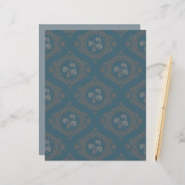 Teal Tapeçaria Rococo Mandala Ogee Damask Scrapboo