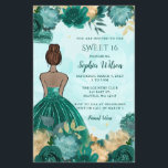 Teal Turquoise Dourada Princesa Doce 16<br><div class="desc">Teal Turquoise Dourada Floral Princess Sweet 16 Convite</div>