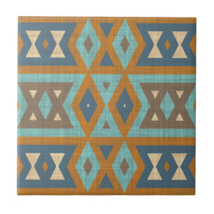 Teal Turquoise Terracotta Brown Tribe Art