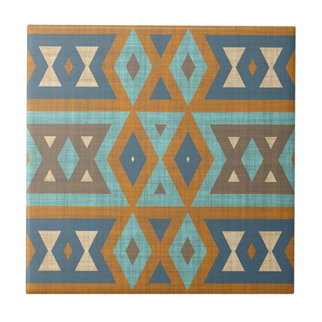 Teal Turquoise Terracotta Brown Tribe Art (Frente)