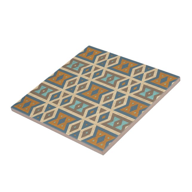Teal Turquoise Terracotta Brown Tribe Art (Lateral)