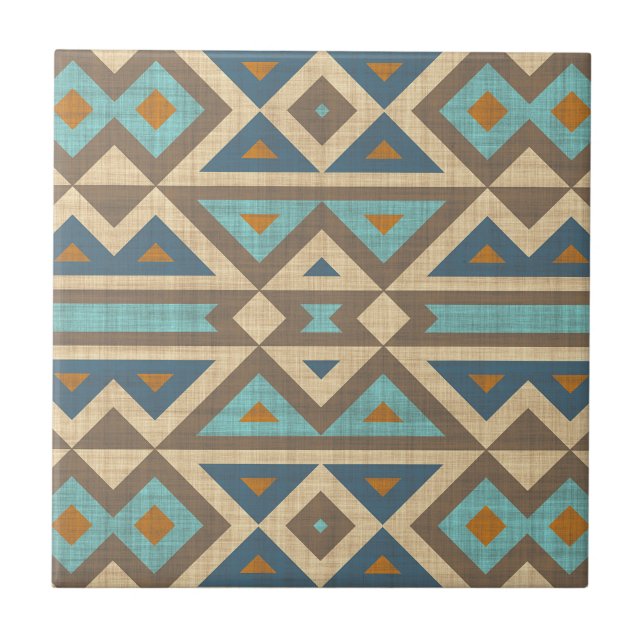 Teal Turquoise Terracotta Brown Tribe Art (Frente)