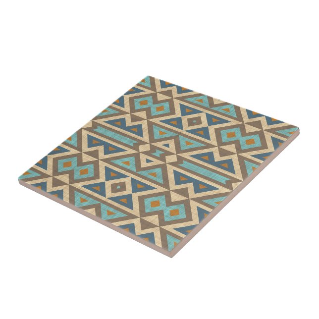 Teal Turquoise Terracotta Brown Tribe Art (Lateral)