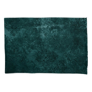Teal Velvet Damask Grunge Verde Escuro Floral