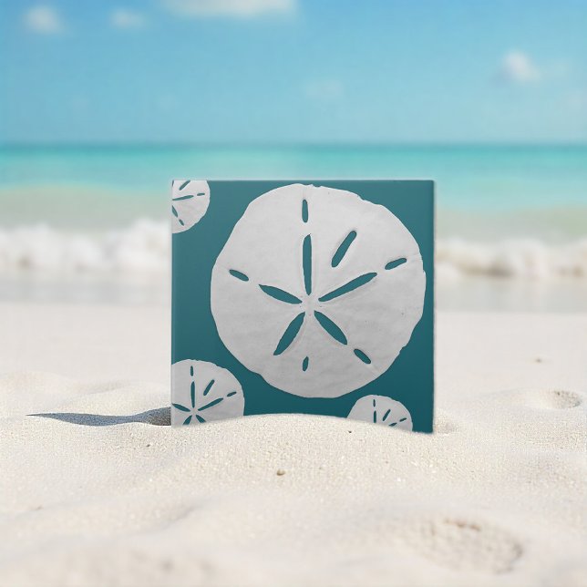 Teal & White Tropical Beach Sand Dollar (Criador carregado)