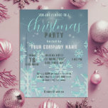 Teal Winter Corporate Convite de festas<br><div class="desc">Design de convite de festas de corporação de Natal personalizado, com flocos de neve brancos/teais, luzes brilhantes e seu texto sobre um fundo azul gradiente. O texto é totalmente personalizável. Para alterá-la, use a opção Personalizar. Para obter mais alterações, como alterações na fonte, cor da fonte ou layout de texto,...</div>