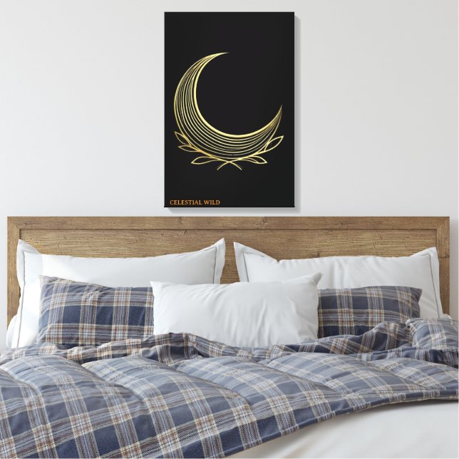 Tear Lunar Dourado Fino em Canvas (Insitu(Quarto))