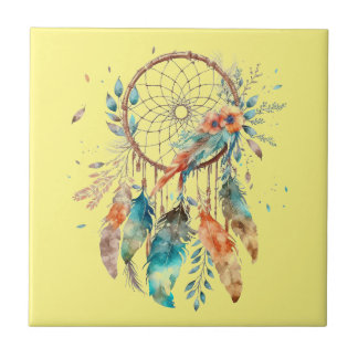 Teatro Feather Yellow Watercolor Dreamcatcher
