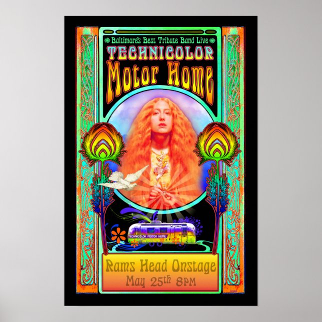 Technicolor Motor Home Banda Rock Art Poster (Frente)