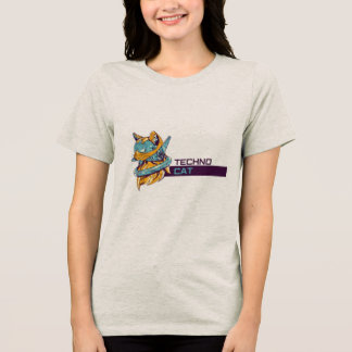 "Techno Cat - T-Shirt Funky Futurística"