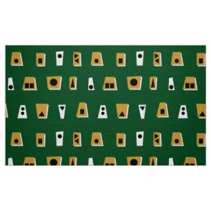 Tecido 020216 - Dourado Brown, White and Black on Dk Gree