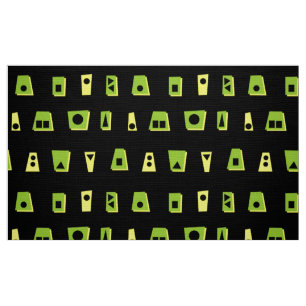 Tecido 020216 - Green, Yellow and Black on Black (Verde, 