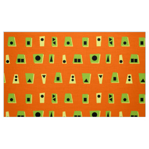 Tecido 020216 - Green, Yellow and Black on Orange FF6600