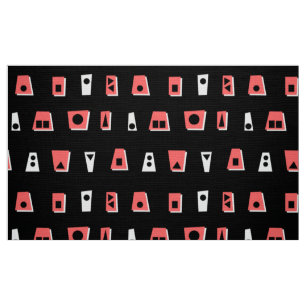 Tecido 020216 - Tropical Pink, White and Black on Black (