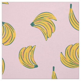 Tecido (12 pol) ilustrações Legal das bananas fundo rosa