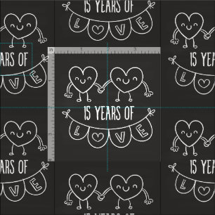 Tecido 15 Anniversário Gift Chalk Hearts