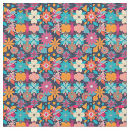 Tecido 1960 Floral com Formas Geométricas