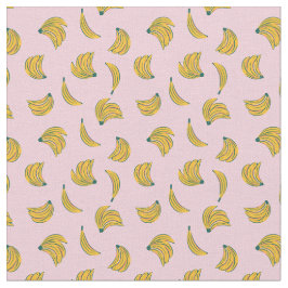 Tecido (2 pol) Legal ilustrações da banana fundo rosa
