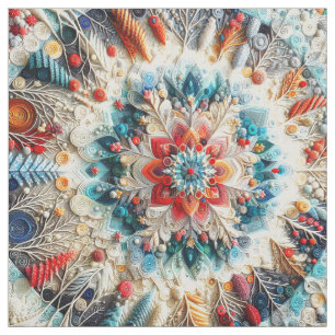 Tecido 3D Bordado Olhe Winter Mandala Kaleidoscope
