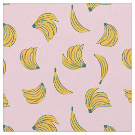Tecido (4 pol) ilustrações Legal da banana em fundo rosa