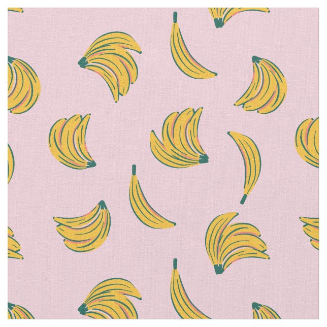 Tecido (4 pol) ilustrações Legal da banana em fundo rosa (Detalhe)