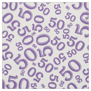 Tecido 50º Aniversário, Legal Número Padrão Roxo/Branco