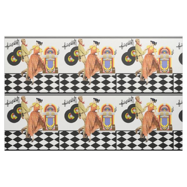 Tecido 50 Diner Juke Box Registra Casal Dançando 9" (Fat Quarter)