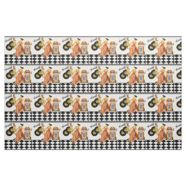 Tecido 50 Diner Juke Box Registra Dança Casal (Fat Quarter)